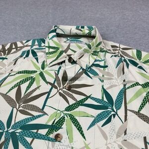 Tommy Bahama Shirt Mens Large Beige Tropical Silk Hawaiian Beach Island